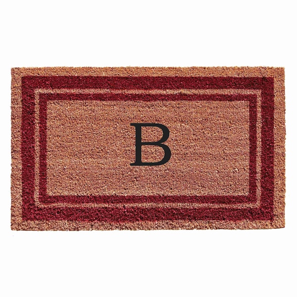 Calloway Mills Monogram Door Mat, Natural, Burgundy, 24 in W x 36 in L 152992436B - main
